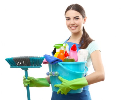 Professional cleaner maintaining a communal lobby in Finsbury Park